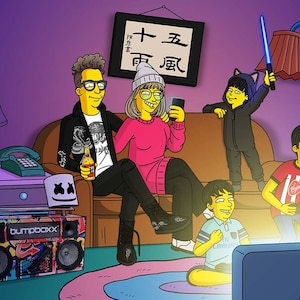 Custom Simpsons Family Portrait from Photo, Yellow Cartoon Caricature Drawing Personalized