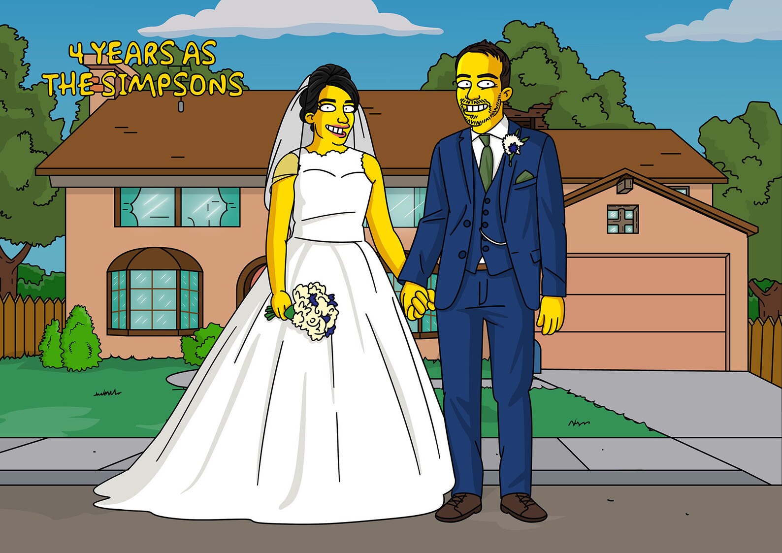 Custom Wedding Anniversary Portrait Simpsons Couple Portrait Etsy