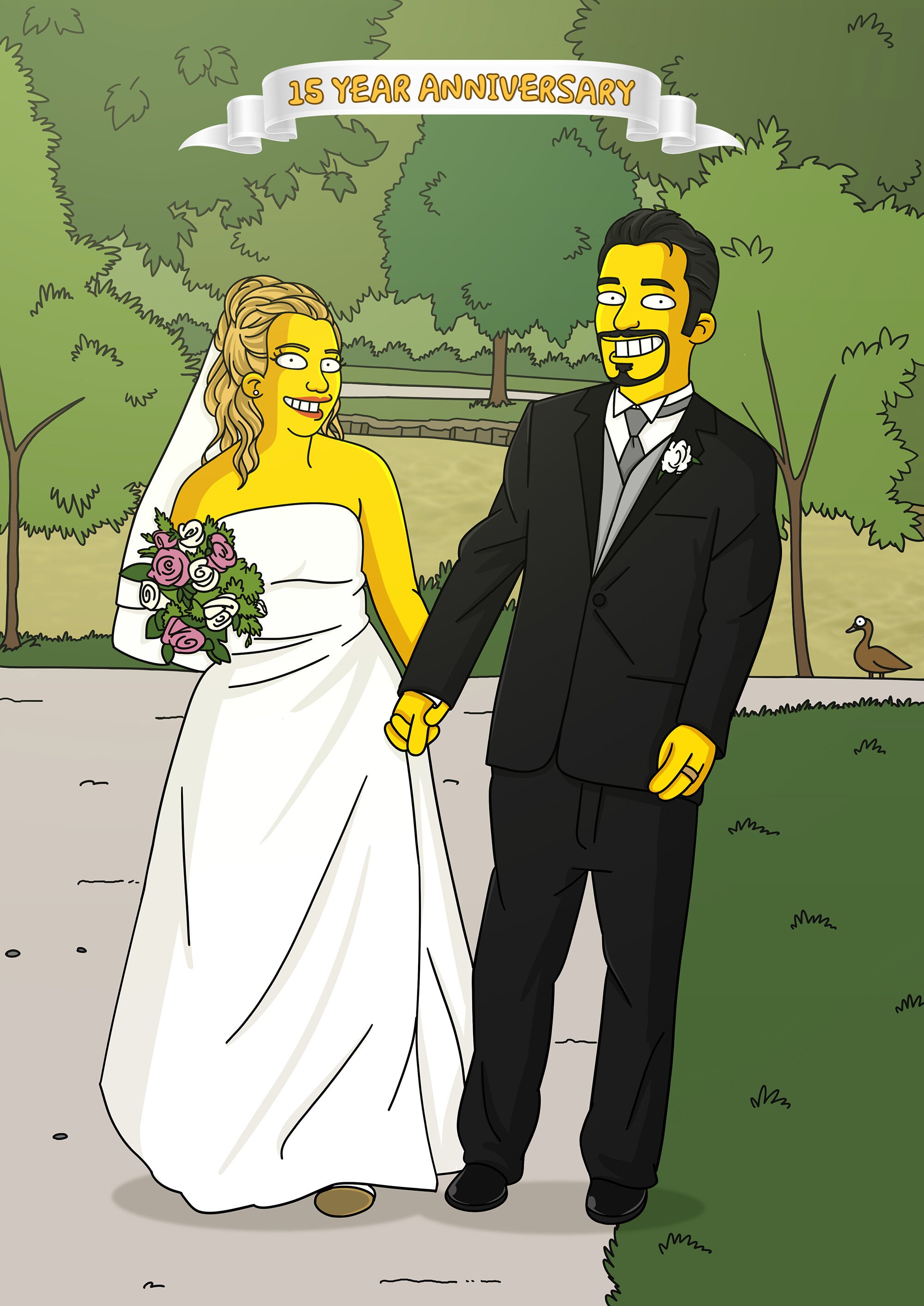 Custom Wedding Anniversary Portrait Simpsons Couple Portrait Etsy