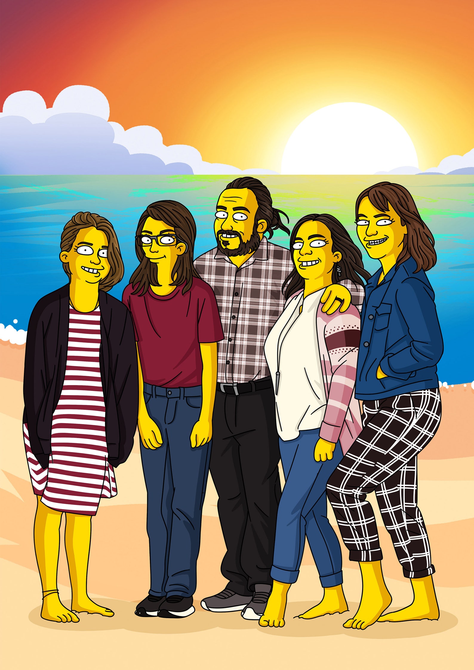 Famille Jaune De Dessin Animé Americain Custom Simpsons Portrait de famille de photo dessin animé | Etsy