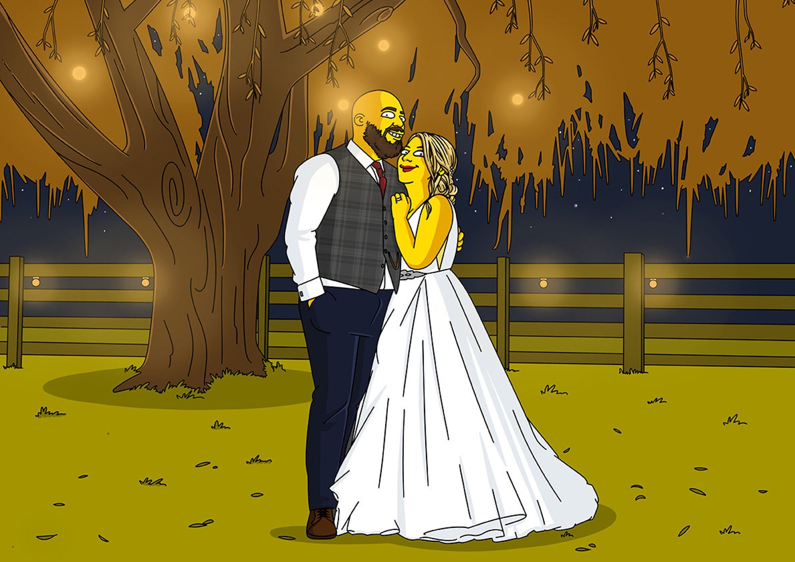Custom Wedding Anniversary Portrait Simpsons Couple Portrait Etsy