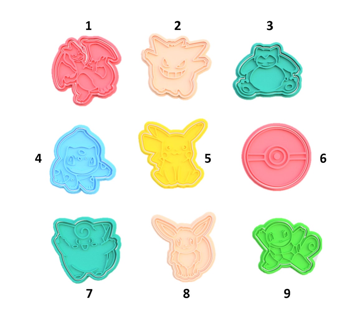 Pokemon Cookie Cutter Stamp Cookie Cutter Fondant Cutter Etsy