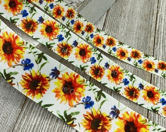 Grosgrain Ribbon Sunflowers Flower Garden Daisy Patchwork Quilt Sewing 7/8" Grosgrain Ribbon Sunflowers Flower Garden Daisy Patchwork Quilt Sewing 7/8"