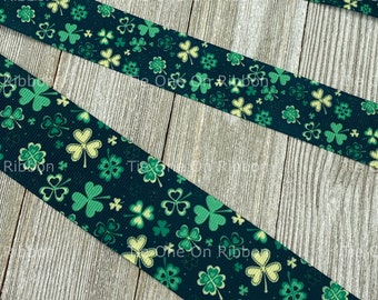 38\u201d Mini Shamrocks on Black Grosgrain Ribbon