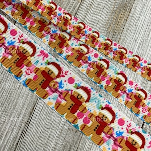 Holiday Christmas Gingerbread Cookie Printed Grosgrain Ribbon - 5/8 - 1 - 1.5 Inch - Sewing - Crafting - Decor - Christmas Cookie - Wrap