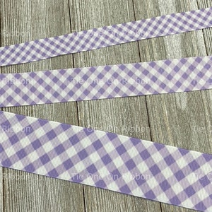 Purple and White Gingham Check Plaid Printed Grosgrain Ribbon -  5/8" - 7/8" -  1" - 1.5" - Sewing - Crafting - Decorating - Bow