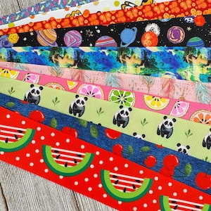 Bekomme genau das, was du siehst! 10 - 1-Yard-Schnitte von 1,5-Zoll-Fun-Summer-Prints, gemischt mit Ripsband, Dekor, Party, Schleifen, Sammelalbum