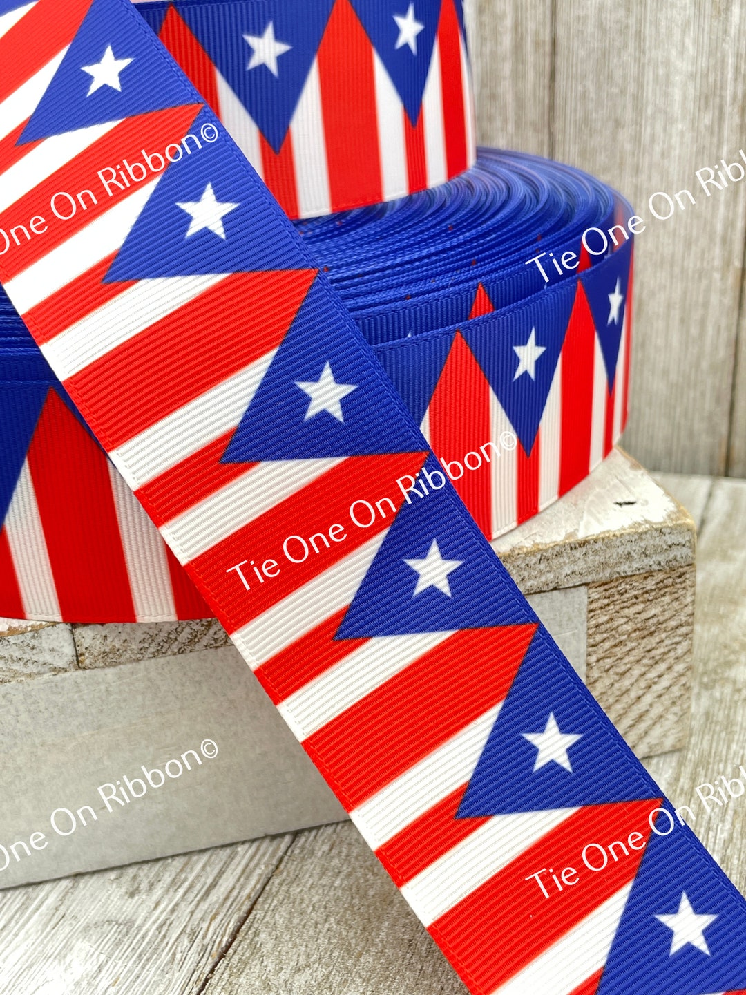 Pennant Patriotic Stars and Red and White Stripes Printed Grosgrain ...