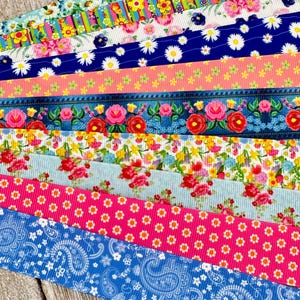 Bekomme genau das, was du siehst! 10 - 1-Yard-Schnitte von 1-Zoll-Blumendruckblume, sortiert, Ripsband, Dekor, Party, Bogen, Sammelalbum, nähen