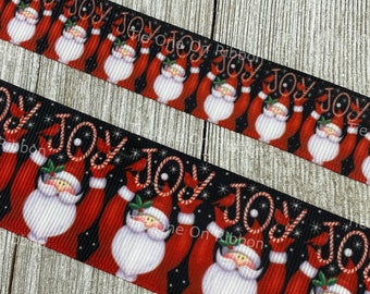 Santa, Snow and Cardinals Printed Grosgrain Ribbon -  7/8"- 1.5" - Sewing - Crafting - Decor - Party Decor - Bow - Gift Wrap