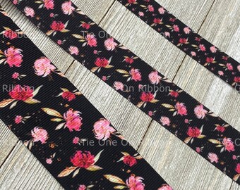 1.5" INCH WIRED PATTERNED STARS PRINTED GROSGRAIN FLORAL RIBBON  3,5,10 YDS