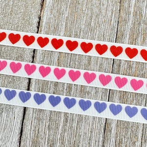 Cinta de grogrén estampada &quot;Elección de Corazones&quot; de 9,5 mm: Cinta para manualidades, Bolsa de regalo, Cinta para San Valentín, Papel de regalo, Bolsa de dulces, Etiqueta para hornear, Cinta estrecha