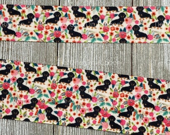 3 metres x Dachshund Sausage Dog Winter Ribbon 15mm puppy cotton 3 metres x Dachshund Sausage Dog Winter Ribbon 15mm puppy cotton