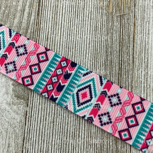 Southwest Aztec Tribal Stripes Grosgrain Ribbon - 7/8 Inch Width - Sewing - Crafting - Dog Collar - Lanyard - Key Fob