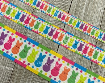 Easter Bunny Rabbit Printed Grosgrain Ribbon - 5/8 - 7/8 - 1.5 Inch - Sewing - Crafting - Decorating - Scrapbooking - Bow - Easter Basket