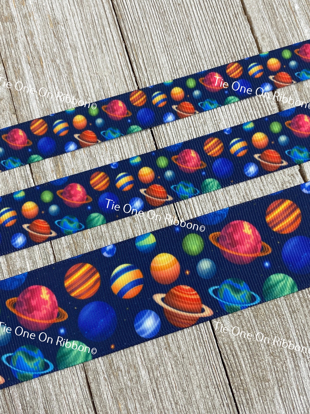 Solar System Planets Space Printed Grosgrain Ribbon - 5/8
