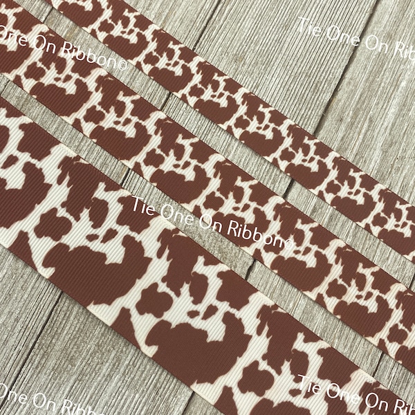 Brown Cow Print Spots Animal Printed Grosgrain Ribbon - 5/8" - 7/8" - 1.5" - Crafting - Costume - Bow - Party Decor  - Hat Band - Kids Room