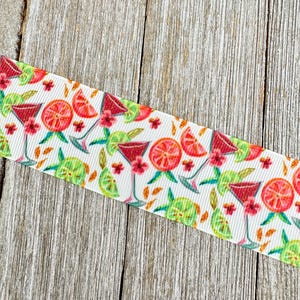 SALE! 5 Yards Tropical Fruit Cocktail Cosmo Printed Grosgrain Ribbon -  1.5&quot; - Craft - Bow - Bridal Shower - Party Decorations - Tag