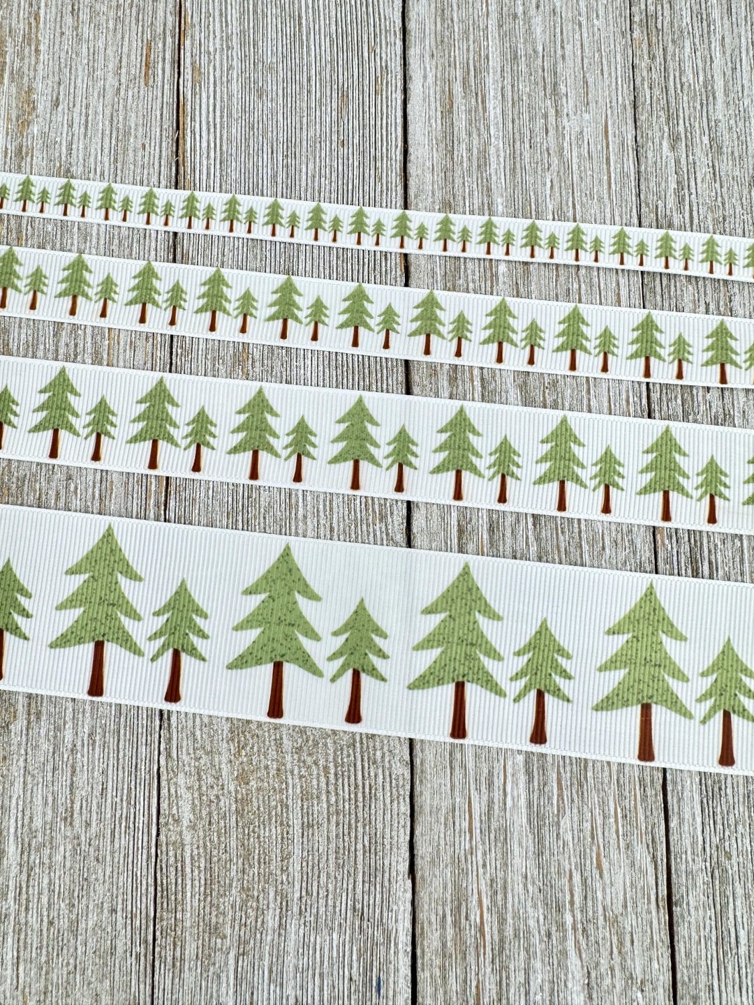 Winter Fir Trees Trees or Summer Camping Printed Grosgrain Ribbon - 3/8 ...