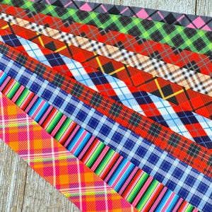 Bekomme genau das, was du siehst! 10 - 1-Yard-Schnitte von 7/8-Zoll-Streifen und Karos, sortierte Ripsband-Dekor-Party-Schleife-Sammelalbum-Wagen-Nähen