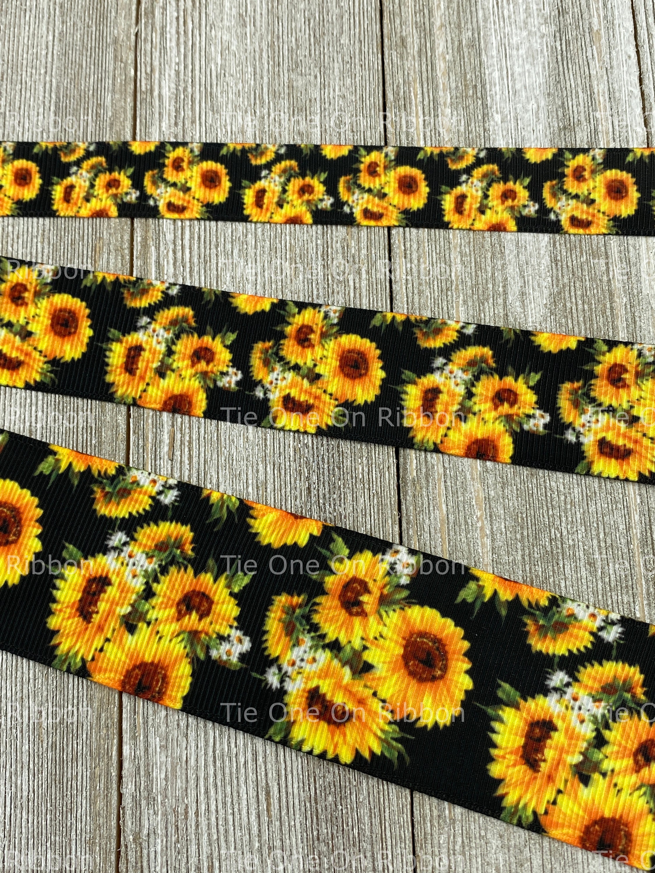 Sunflowers on Black Printed Grosgrain Ribbon 5/8 7/8 1 - Etsy