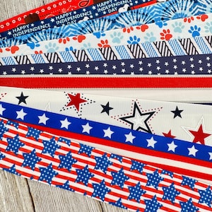 Get Exactly What You See! 10 x 1-Yard Cuts of 1.5&quot; Holiday Mix Patriotic July 4 Red, White, Blue Assorted Grosgrain Ribbon  Party Bow - Tag