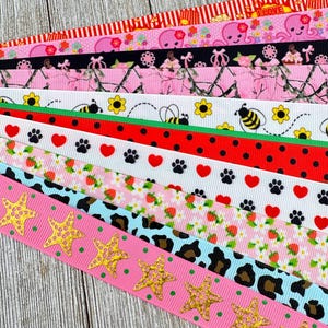 Get Exactly What You See! 10 - 1-Yard Cuts of 7/8&quot; Summer Fun Animal Print Nautical Printed Ribbon Assorted Grosgrain - Kid Craft - Hair Bow