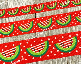 Summer Red Watermelon Grosgrain Ribbon - 5/8" - 7/8" - 1"  - 1.5" - Sewing - Crafting - Decorating - Bows - Wreath - Collar - Wrap - Tag