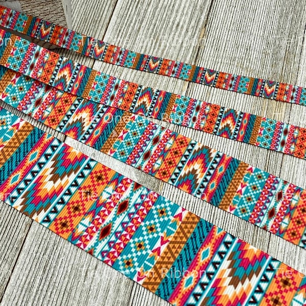 Azteken-Streifen Ripsband mit Streifen - 3/8 - 5/8 - 7/8 - 3,5 Zoll - Nähen - Basteln - Dekorieren - Haarschleife - Geschenkverpackung