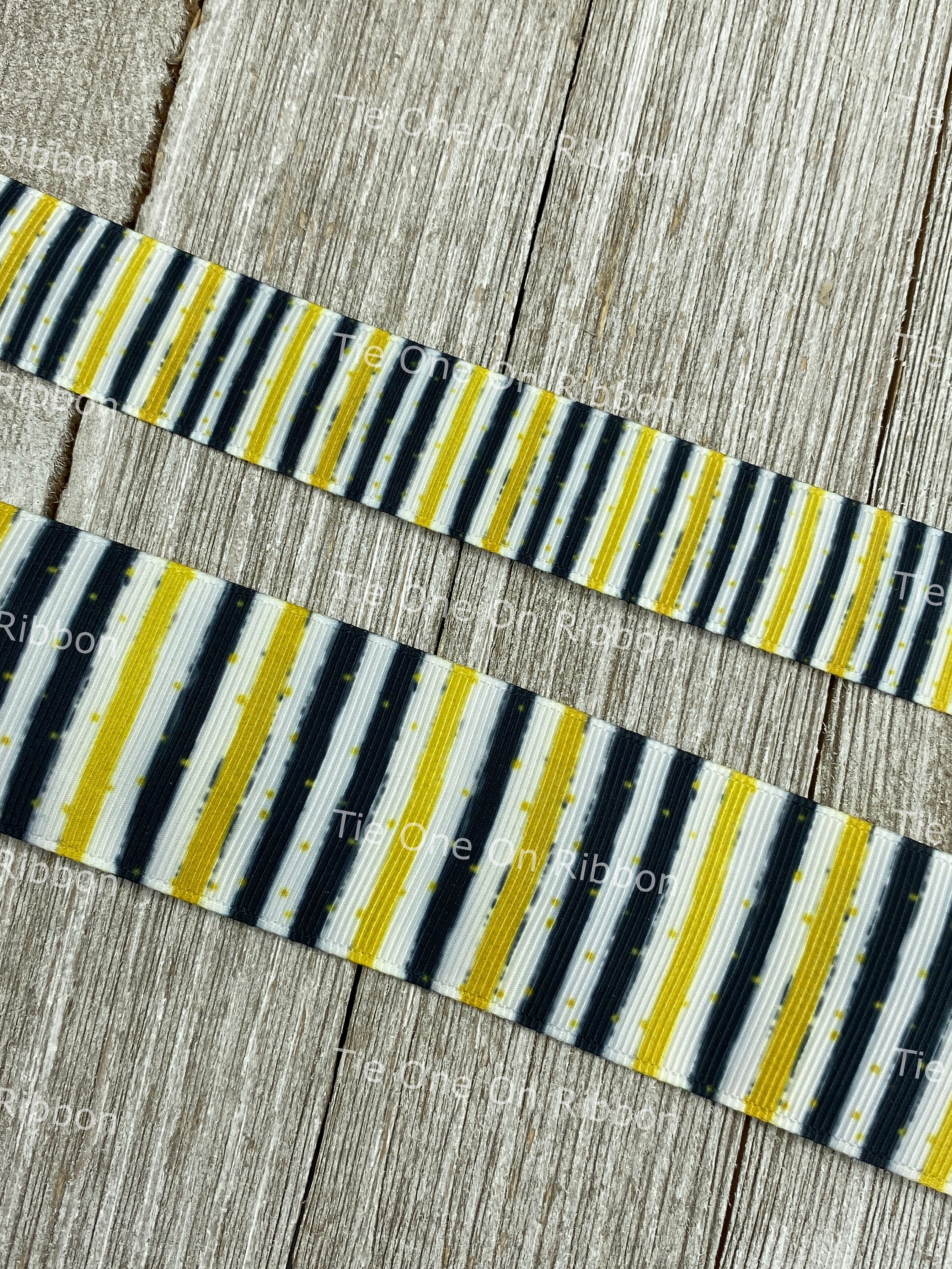 Black and Gold Vertical Stripe Printed Grosgrain Ribbon Etsy