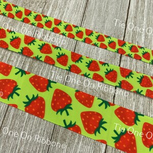 CRAFT SUPPLY 1.5”,7/8” strawberry grosgrain ribbon. Fruits ribbons.  Strawberry ribbon. Fruit ribbon. Hair bow grosgrain ribbon