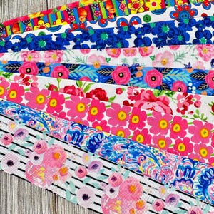 Bekomme genau das, was du siehst! 10 - 1-Yard-Schnitte von 1,5-Zoll-Blumendruckblume, gemischt mit Ripsbanddekor