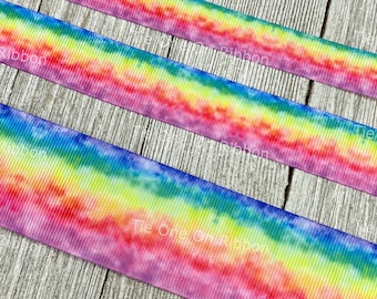 Watercolor Rainbow Printed Grosgrain Ribbon - 5/8" - 7/8" - 1.5" - Sewing - Crafting - Decorating - Bow - Lanyard - Pride - Party - Wrap