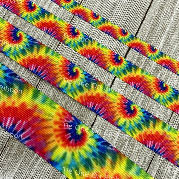 Vivid Colors Bright Tie Dye Printed Grosgrain Ribbon - 3/8" - 5/8" - 7/8" - 1.5"- Craft - Decor - Bow - Key Fob - Party - Gift Wrap