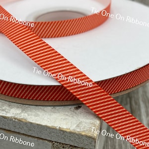 Sale! 5 Yards 3/8&quot; Narrow Red Stripes White Holiday Valentine Independence Printed Grosgrain Ribbon - Sew - Craft - Gift Wrap - Favor - Tags