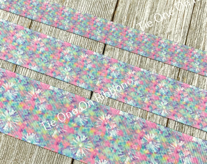 Sale! 5 Yards Any Size  Pastel Floral Impressions Printed Grosgrain Ribbon - 5/8" - 1" - 1.5"  - Sew - Craft - Shower - Hair Bow - Gift Wrap