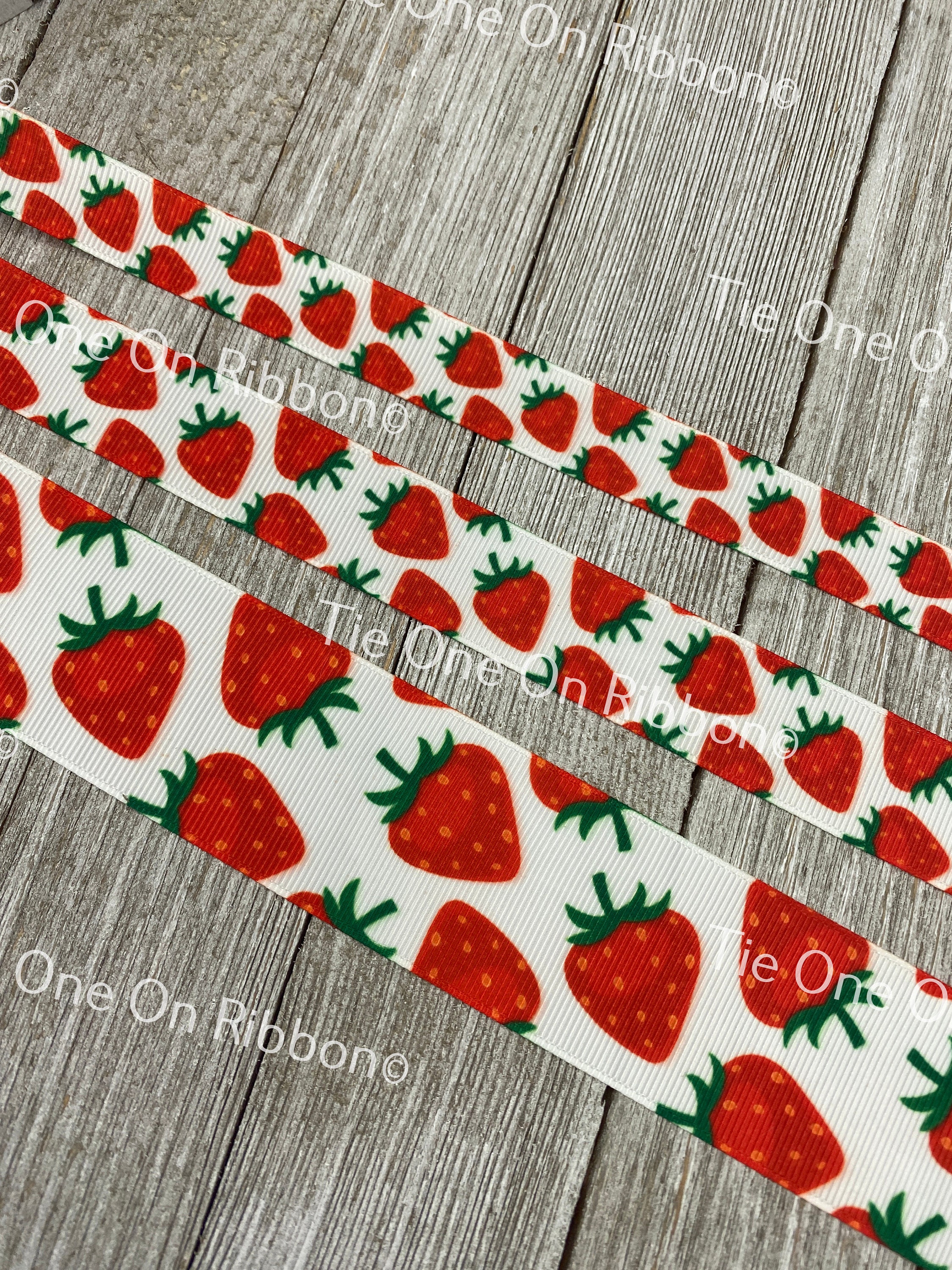 3/8 Strawberries Grosgrain Printed Ribbon
