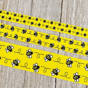 Bumble Bee Grosgrain Ribbon: Yellow & Black Print - Craft, Bow, Collar