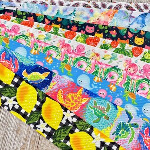 Get Exactly What You See! 10 - 1-Yard Cuts of 1.5&quot; Summer Themed Prints Assorted Grosgrain Ribbon Decor Party Bow Scrapbook Craft Sew