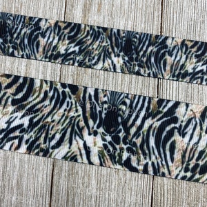 Zebra Stripes Meet Leopard Spots Animal Print Grosgrain Ribbon - 7/8 - 1.5 Inch - Sew - Craft - Decor - Bow - Party - Costume - Gift Wrap