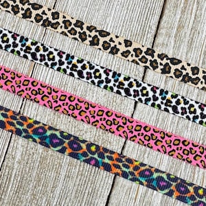 3/8" Choice of Four Colorful Leopard Spot Animal Printed Ribbon Grosgrain - Craft  - Gift Wrap - Party Favor - Hair Ribbon - Party Streamer