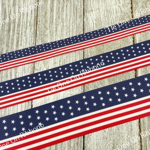 USA American Flag Patriotic Print Grosgrain Ribbon 5/8 1 1.5 Inch Sewing Craft Decor Bow Collars Key Fob image 4