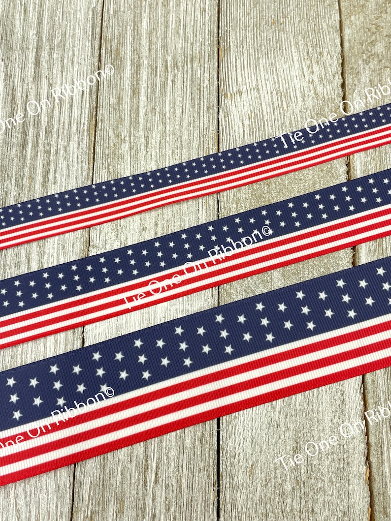 USA American Flag Patriotic Print Grosgrain Ribbon 5/8 1 1.5 Inch Sewing Craft Decor Bow Collars Key Fob image 4