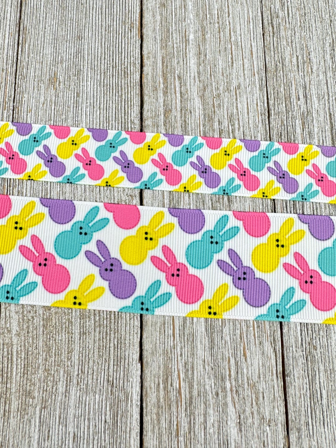 Diagonal Easter Bunny Rabbit Printed Grosgrain Ribbon - 7/8