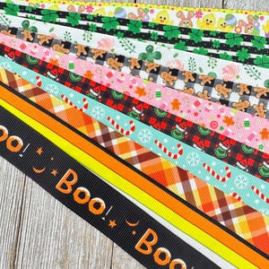 Krijg precies wat je ziet! 10 - 1 werf delen van 7/8" vakantie gemengd vakantie lente geassorteerd grosgrain bedrukt lint - strik - Knutselbenodigdheden