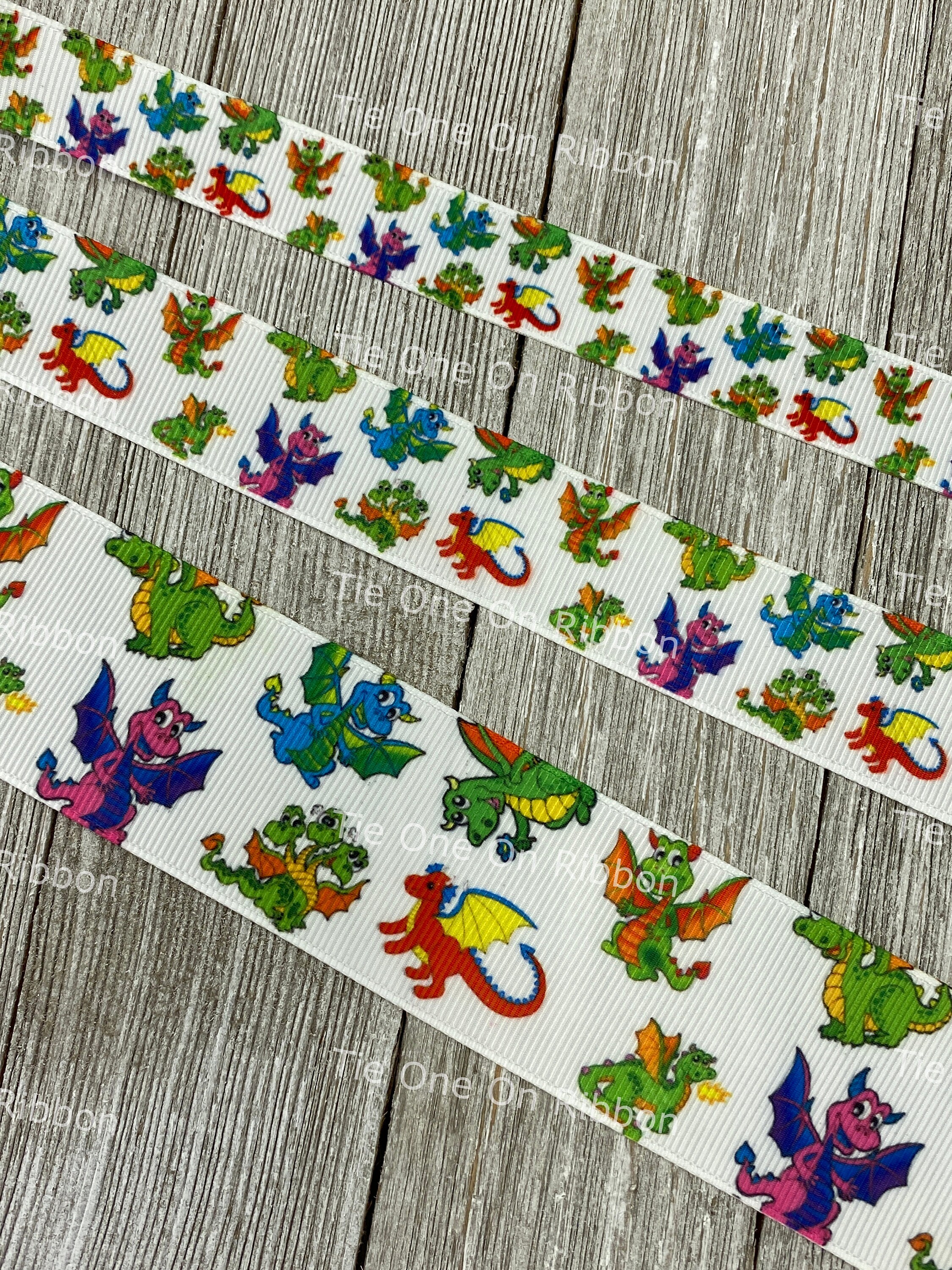 Bright Cartoon Dragons Printed Grosgrain Ribbon 5/8 - Etsy