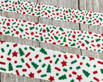 Weihnachtsstreusel Urlaub Konfetti auf weißem Ripsband