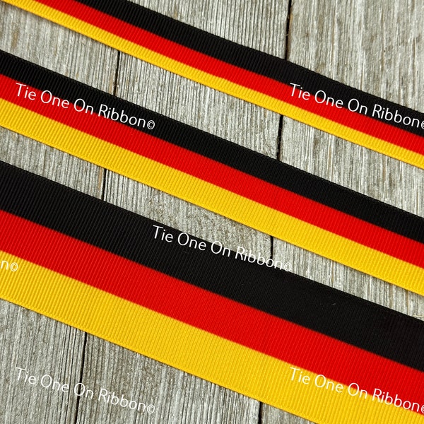 Oktoberfest Germany Flag German  Print Grosgrain Ribbon - 5/8" - 7/8" - 1.5" - Sew - Craft - Fedora Hat Band - Decor - Bow - Collars