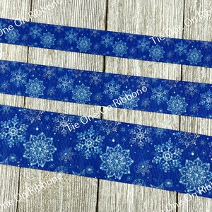 Denim Blue Winter Snowflakes Printed Grosgrain Ribbon - 5/8 - 7/8 - 1 ...