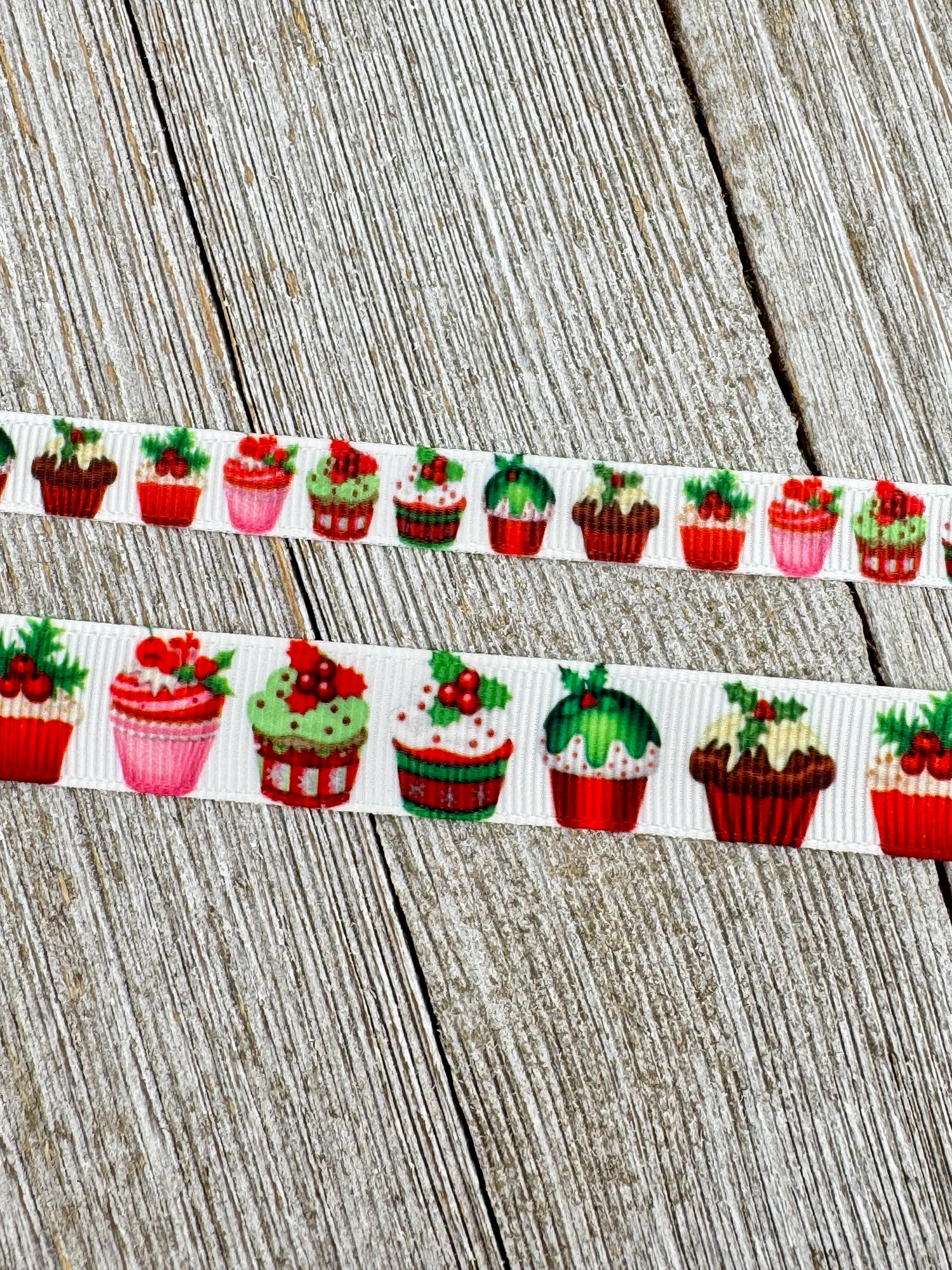 Small Sweets Ribbon Holiday Cupcake Sweet Treats Printed Narrow Grosgrain Christmas Ribbon ...